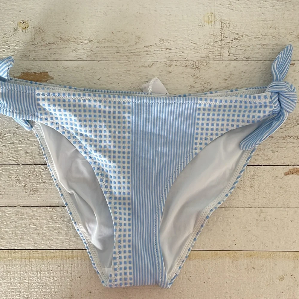 Lemlem Semira Sky Side Tie Bikini Bottom Sky Blue White Large‎